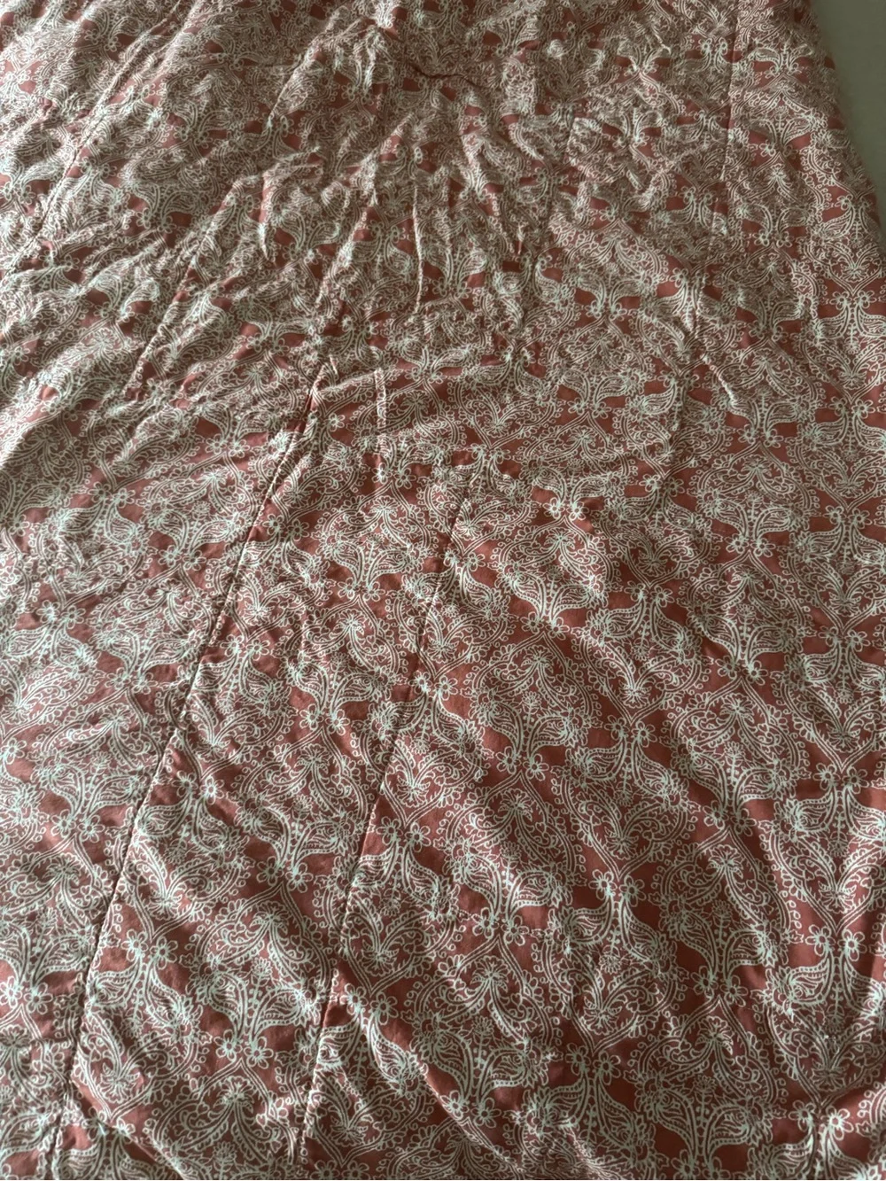 Patchwork Quilt Bedspread in Pink, Beige and Blue approx. 88 by 82 inches
